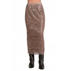 NEW ELAN cheetah sequin skirt in brown